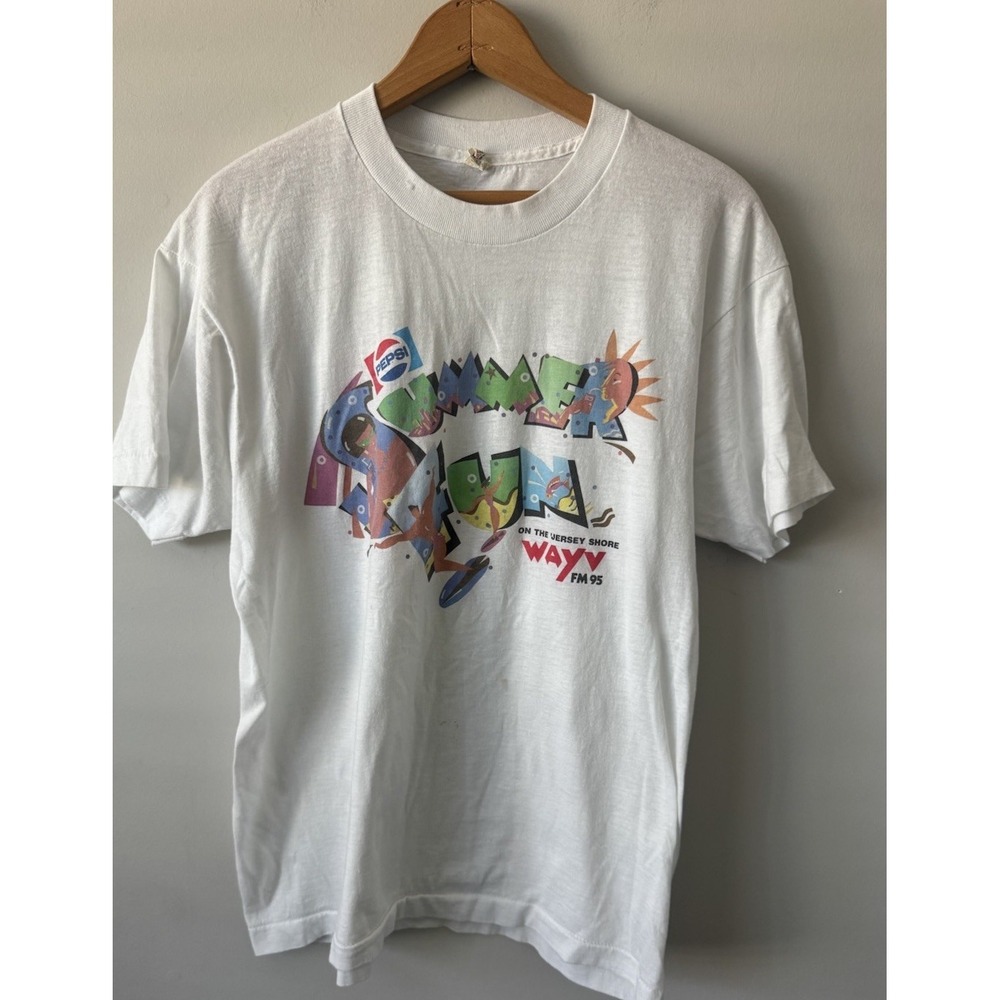 90s Vintage Pepsi Summer Fun - Jersey Shore Radio WAYV Tshirt Single Stitch XL